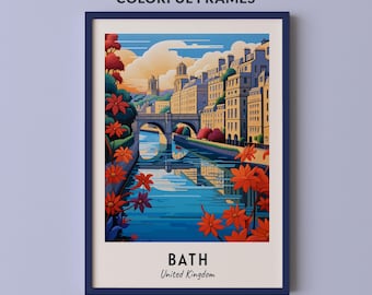 Bath Travel Poster United Kingdom Print Wall Art City Print Cityscape Artwork Travel Wall Decor Digital Download Travel Gift