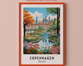 Copenhagen Travel Poster Denmark Print Wall Art City Print Cityscape Artwork Travel Wall Decor Digital Download Travel Gift