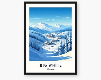 Big White Travel Print, Big White Ski Poster, Canada Ski Poster, Big White Digital Download, Ski Resort Print