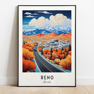 Arte de parede impressa para viagem em Reno, impressão da cidade de Reno - Nevada, presente de viagem em Reno, pôster da cidade de Reno, download digital, presente de viagem, decoração para casa em Reno