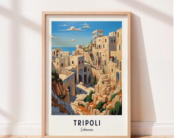 Tripoli Travel Poster Citadel Of Raymond De Saint-Gilles Wall Art Lebanon Print Cityscape Artwork Travel Wall Decor Digital Download