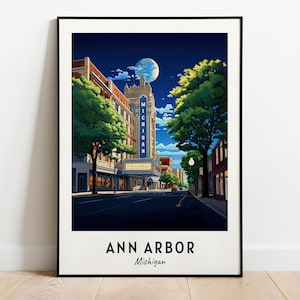 Ann Arbor Travel Print Wall Art, Ann Arbor - Michigan City Print, Ann Arbor Travel Gift, Ann Arbor City Poster, Digital Download, Wall Art