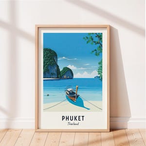 Phuket Travel Poster Phi Phi Islands Wall Art Thailand Print Cityscape Artwork Travel Wall Decor Digital Download Travel Gift