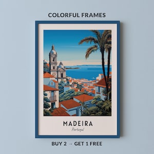 Madeira Travel Poster Madeira Portugal Wall Art Portugal Print Cityscape Artwork Travel Wall Decor Digitale Download Reiscadeau