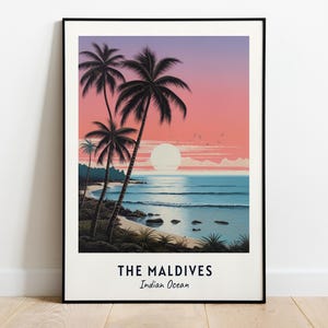 The Maldives, Indian Ocean Travel Print Wall Art, The Maldives - Indian Ocean City Print, The Maldives, Indian Ocean Travel Gift, Wall Art