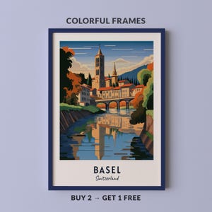 Basel Travel Poster Switzerland Print Wall Art City Print Cityscape Artwork Travel Wall Decor Digital Download Travel Gift