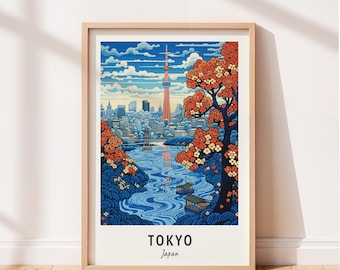 Tokyo Travel Poster Tokyo Skytree Wall Art Japan Print Cityscape Artwork Travel Wall Decor Digital Download Travel Gift