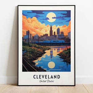 Cleveland Travel Print Wall Art, Cleveland - United States City Print, Cleveland Travel Gift, Cleveland City Poster, digitale download
