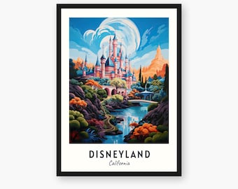 Disneyland City Print, Disneyland Travel Poster, California Travel Gift, Disneyland Digital Download, California Poster, Disneyland Gift