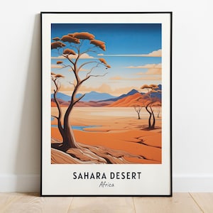 Sahara-Wüste, Afrika-Reise-Druck-Wand-Kunst, Sahara-Wüste - Afrika-Stadt-Druck, Sahara-Wüste, Afrika-Reise-Geschenk, Sahara-Wüste, Wandkunst