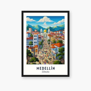Medellín Travel Print, Medellín - Colombia Travel Gift, Printable City Poster, Digital Download, Wedding Gift, Birthday Present