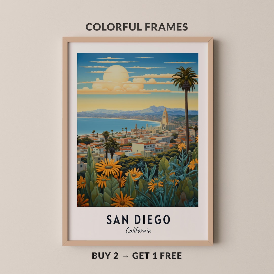 San Diego Travel Poster California Print Wall Art City Print Cityscape ...