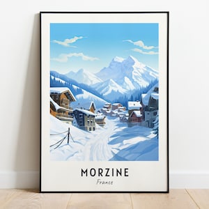 Morzine Travel Print, Morzine Ski Poster, France Ski Poster, Morzine Digital Download, Ski Resort Print