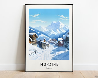 Morzine Travel Print, Morzine Ski Poster, France Ski Poster, Morzine Digital Download, Ski Resort Print