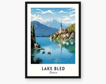 Lake Bled Travel Print, Lake Bled - Slovenia Travel Gift, Printable City Poster, Digital Download, Wedding Gift, Birthday Present