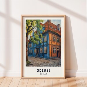 Odense Reise Poster Hans Christian Andersen Museum Wand Kunst Dänemark Druck Stadtansicht Kunstwerk Reise Wand Dekor Digitaler Download Reisegeschenk