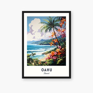 Oahu Travel Print, Oahu - Hawaii Travel Gift, Printable City Poster, Digital Download, Wedding Gift, Birthday Present