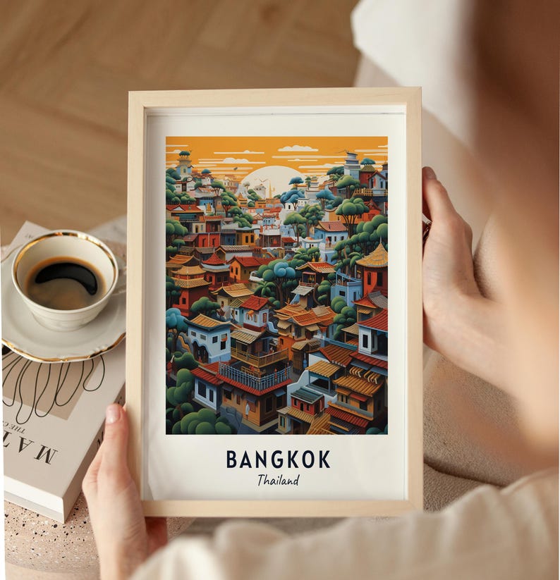 Bangkok Travel Poster Thailand Print Wall Art City Print Cityscape Artwork Travel Wall Decor Digital Download Travel Gift image 9