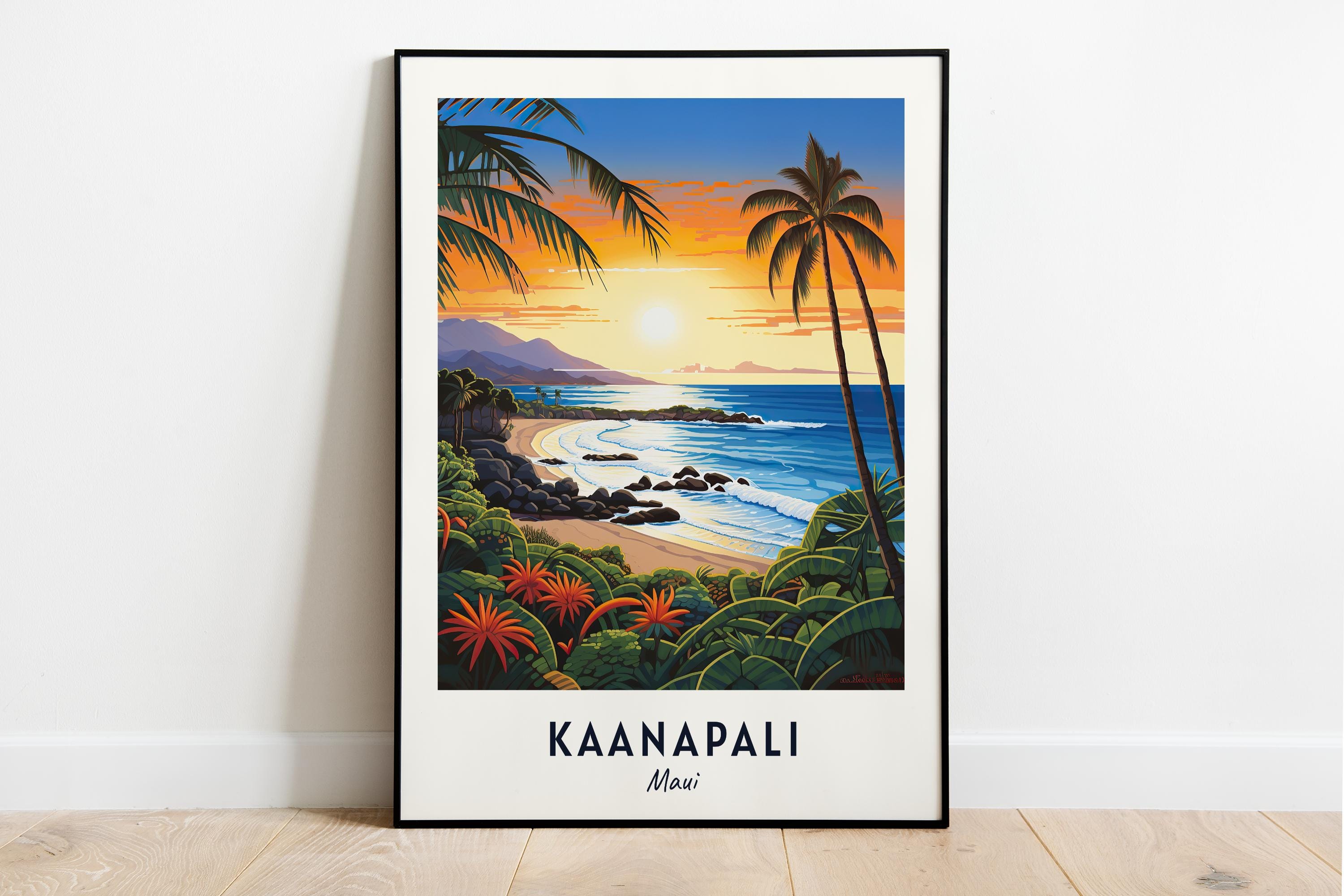 Kaanapali Travel Print Wall Art, Kaanapali - Maui City Print, Kaanapali Travel Gift, Kaanapali City Poster, Digital Download, Travel Gift