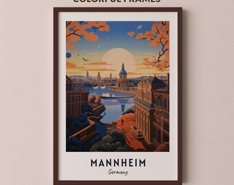 Mannheim Travel Poster Germany Print Wall Art City Print Cityscape Artwork Travel Wall Decor Digital Download Travel Gift
