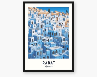 Impression de voyage Rabat, Rabat - Cadeau de voyage au Maroc, affiche de la ville imprimable, téléchargement numérique, cadeau de mariage, cadeau d'anniversaire