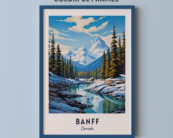 Banff Travel Poster Canada Print Wall Art City Print Cityscape Artwork Travel Wall Decor Digital Download Travel Gift