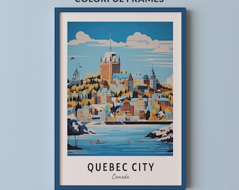 Quebec City Travel Poster Canada Print Wall Art City Print Cityscape Artwork Travel Wall Decor Digital Download Travel Gift