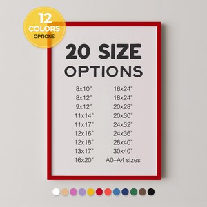 Red Poster Frame, Picture Frame, 12 Colors & 20 Sizes, Minimal Frame, Gallery Wall Frame, Custom Frame, 8x10 11x14 16x20 20x30 24x36