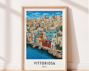 Vittoriosa Travel Print, Vittoriosa - Malta Travel Gift, Printable City Poster, Digital Download, Wedding Gift, Birthday Present