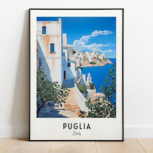 Stampa di viaggio Puglia, regalo di viaggio Puglia - Italia, poster della città stampabile, download digitale, regalo di nozze, regalo di compleanno