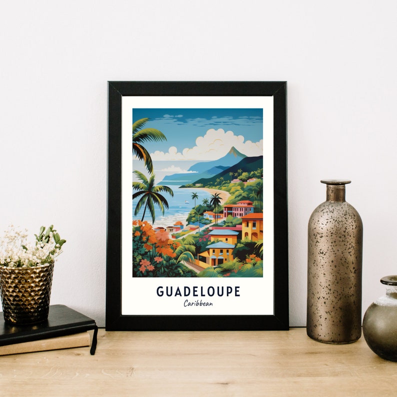 Impression de voyage en Guadeloupe, Guadeloupe cadeau de voyage dans les Caraïbes, affiche imprimable de la ville, téléchargement numérique, cadeau de mariage, cadeau d'anniversaire image 4
