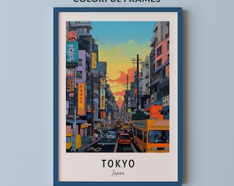 Tokyo Travel Poster Japan Print Wall Art City Print Cityscape Artwork Travel Wall Decor Digital Download Travel Gift