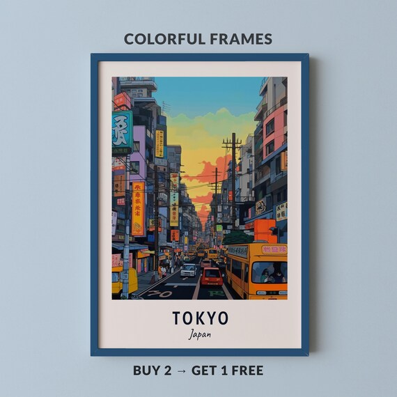Tokyo Travel Poster Japan Print Wall Art City Print Cityscape Artwork Travel Wall Decor Digital Download Travel Gift