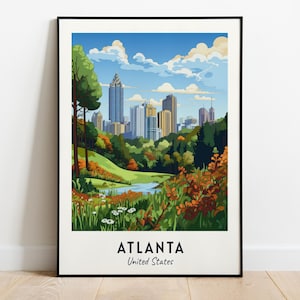 Atlanta Travel Print Wall Art, Atlanta - United States City Print, Atlanta Travel Gift, Atlanta City Poster, Digital Download, Travel Gift