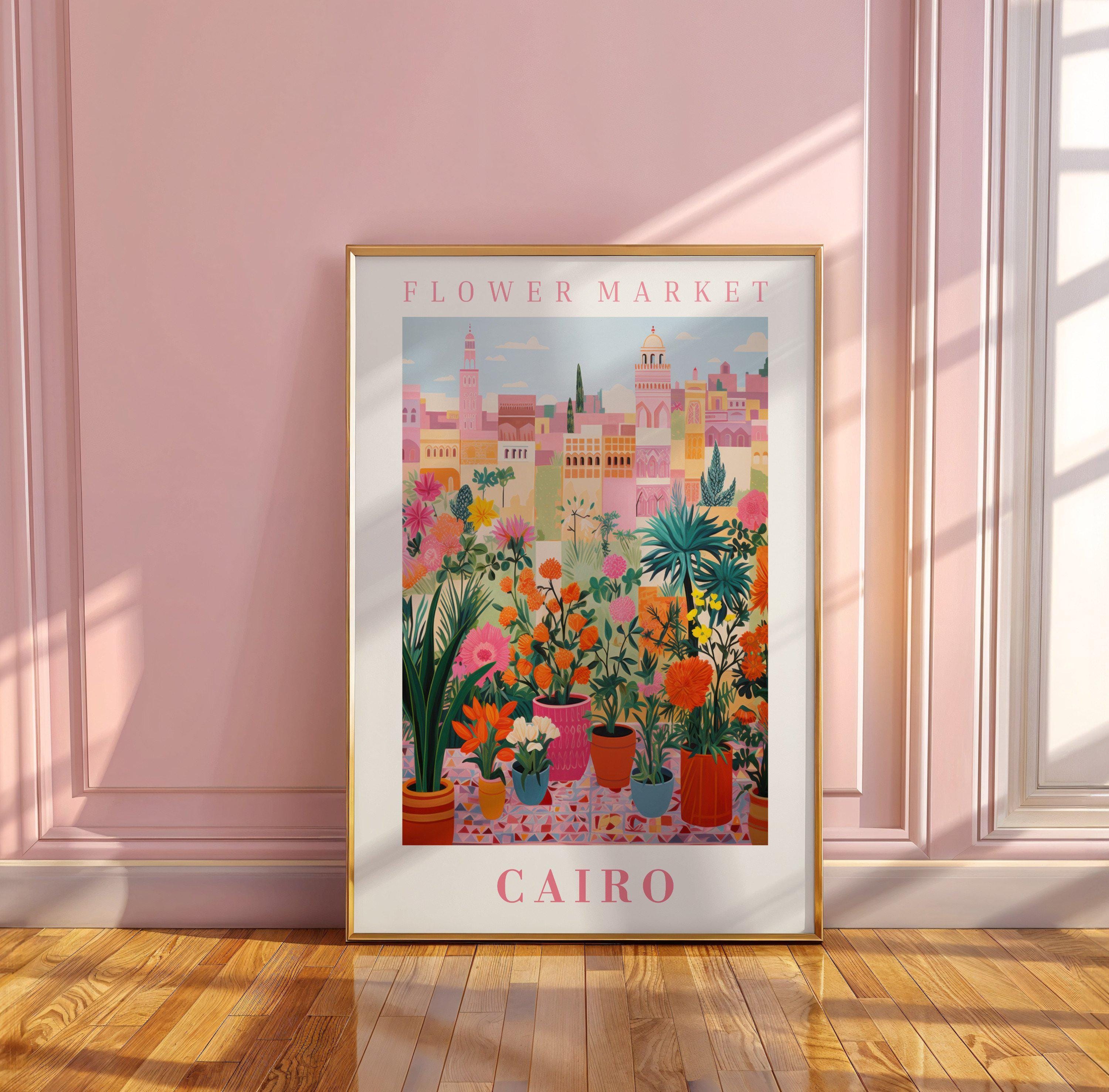 カイロフラワーマーケットプリントウォールアートエジプト花のイラスト