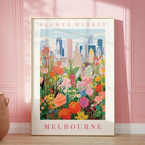 Flower Market Melbourne Print Wall Art Australia Floral Illustration Botanical Wall Art Trendy Wall Art Modern Poster