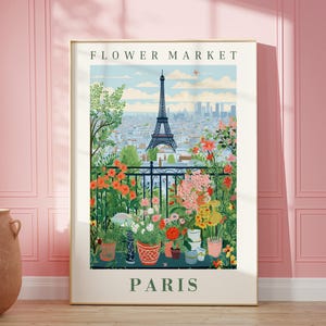 Paris Flower Market Poster, Wall Decor, France Floral Illustration, Botanical Gallery Wall Art, Gift For Friend, Travel Poster, Modern