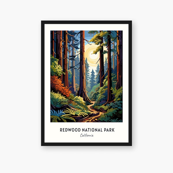 Redwood National Park Travel Print, Redwood National Park - Californië Reiscadeau, afdrukbare stadsposter, digitale download, huwelijkscadeau