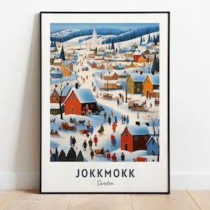 Jokkmokk Winter Market Travel Print Wall Art, Jokkmokk - Sweden City Print, Jokkmokk Winter Market Travel Gift, Digital Download, Wall Art