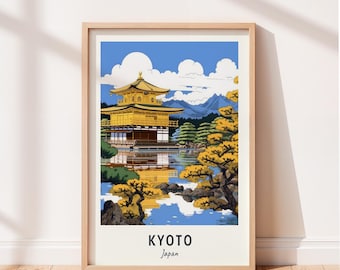Kyoto Travel Poster Kinkaku-Ji (Golden Pavilion) Wall Art Japan Print Cityscape Artwork Travel Wall Decor Digital Download Travel Gift