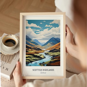Scottish Highlands Travel Poster Scottish Highlands Scotland Wall Art Scotland Print Cityscape Artwork Travel Wall Decor Digital Download image 4