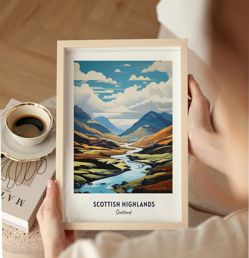 Scottish Highlands Travel Poster Scottish Highlands Scotland Wall Art Scotland Print Cityscape Artwork Travel Wall Decor Digital Download image 4