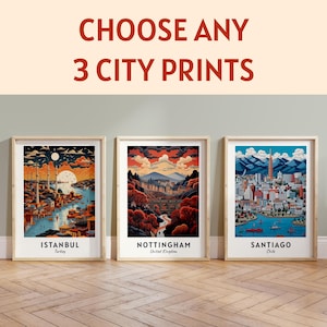 Custom Travel Set of 3 City Posters, Travel Poster Personalised Gift, Custom Travel Decor, Personalised Wall Art, Any Place Travel Print