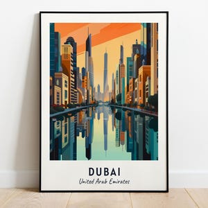 Dubai Travel Poster United Arab Emirates Print Wall Art City Print Cityscape Artwork Travel Wall Decor Digital Download Travel Gift