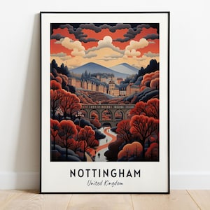 Nottingham Travel Print Wall Art, Nottingham - United Kingdom City Print, Nottingham Travel Gift, Nottingham City Poster, Digital Download