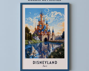 Disneyland Travel Poster Paris Print Wall Art City Print Cityscape Artwork Travel Wall Decor Digital Download Travel Gift