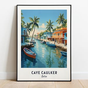 Impresión de pared con imágenes de viajes a Caye Caulker, impresión de Caye Caulker - Ciudad de Belice, regalo de viaje a Caye Caulker, póster de la ciudad de Caye Caulker, descarga digital