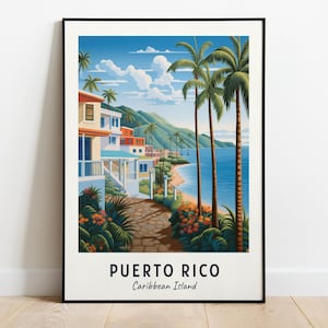 Puerto Rico, Caribbean Island Travel Print Wall Art, Puerto Rico - Caribbean Island City Print, Puerto Rico, Caribbean Island Travel Gift