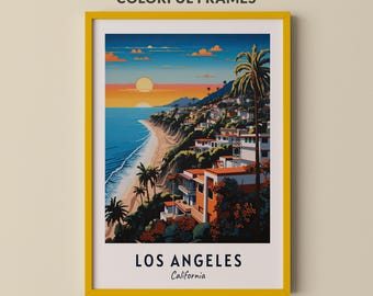 Los Angeles Travel Poster California Print Wall Art City Print Cityscape Artwork Travel Wall Decor Digital Download Travel Gift