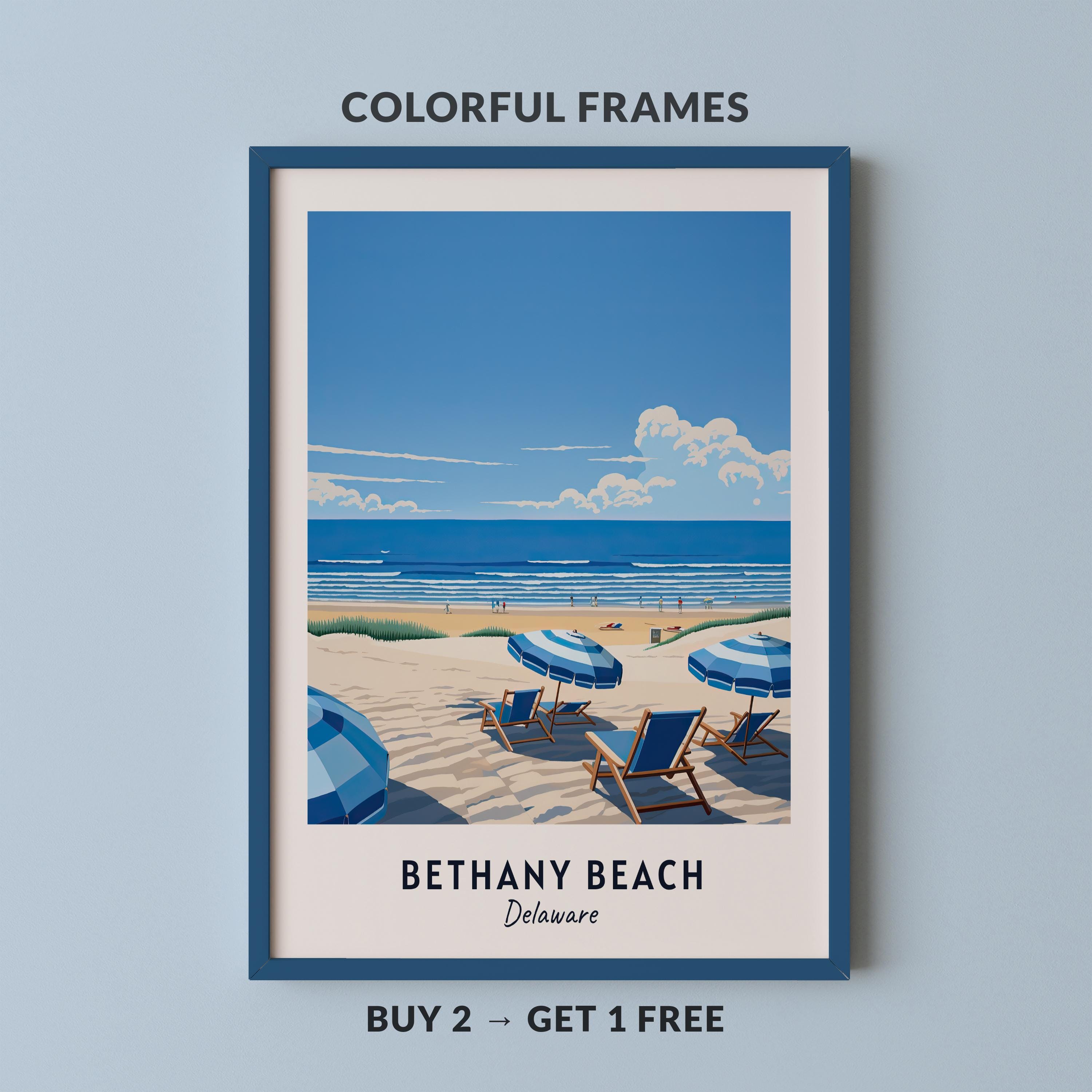 Bethany Beach Travel Poster Delaware Print Wall Art City Print